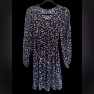 Banana Republic Multicolor Floral Long Sleeve Dress